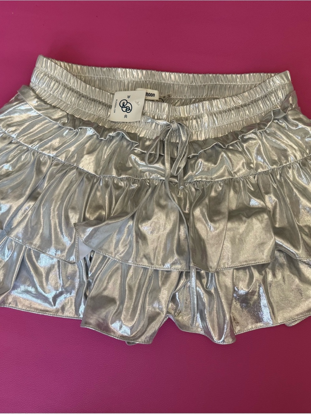 Ruffled Metallic Silver Women’s Skort - No Brand